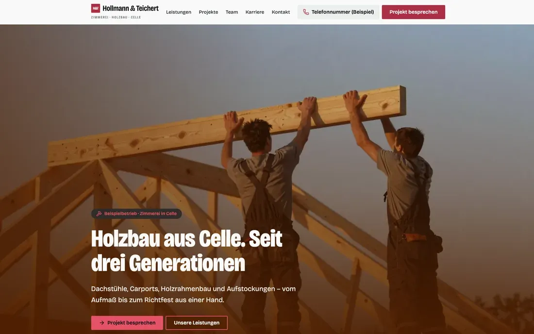 Startseite von Zimmerei Hollmann & Teichert